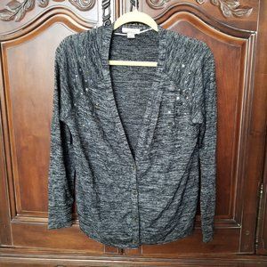 Route 66 Gray Heathered Studded Cardigan
